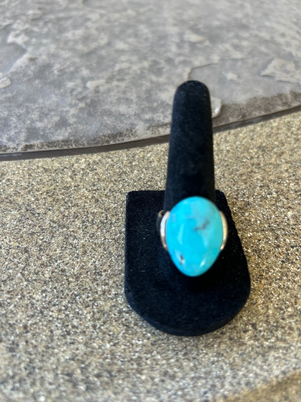 Vintage TBB Thailand Sterling Silver Turquoise Statement Ring - 16 Grams Sz 7.5